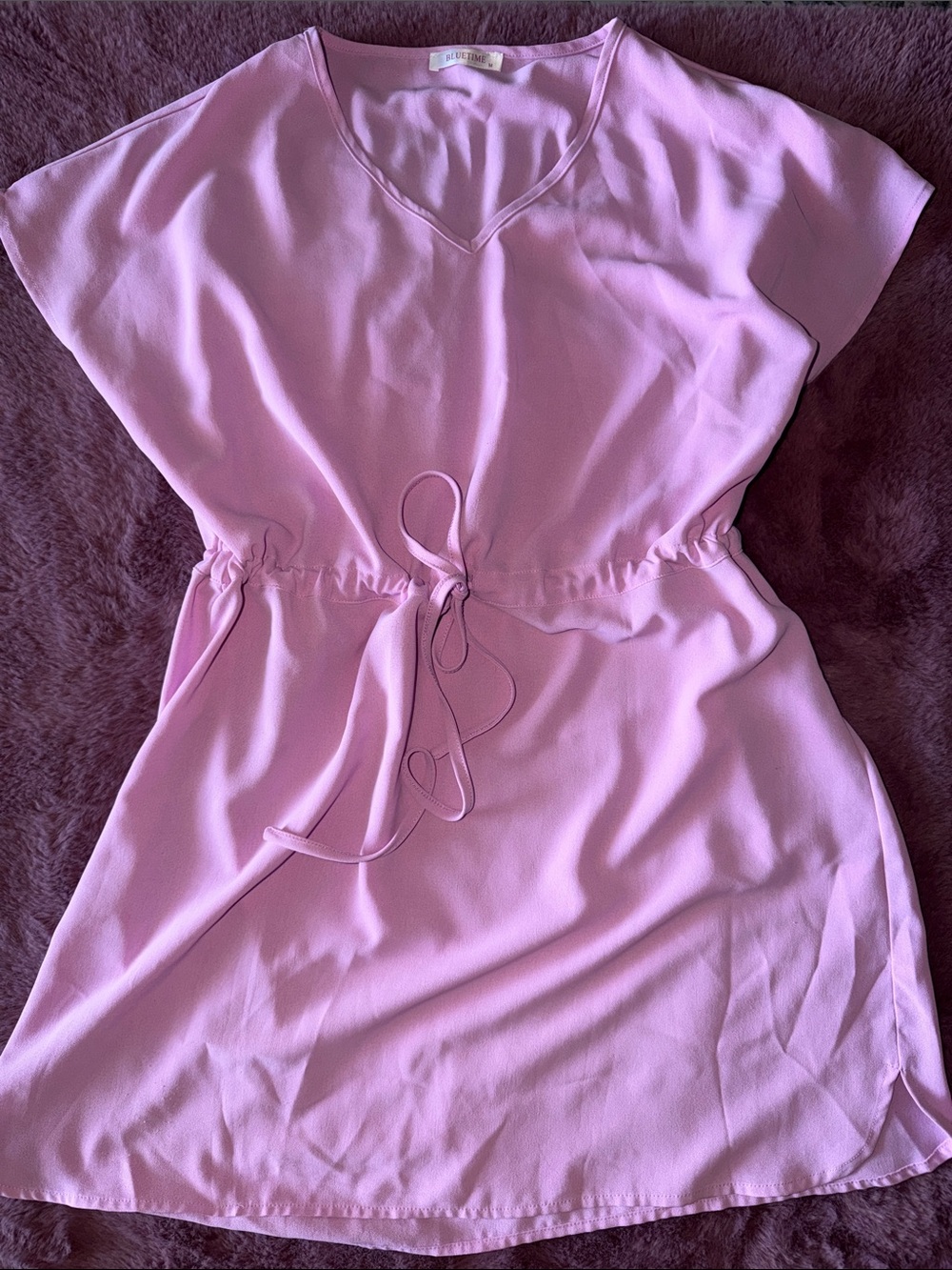 Women’s Pink Swim Coverup Tunic with Drawstring Waist